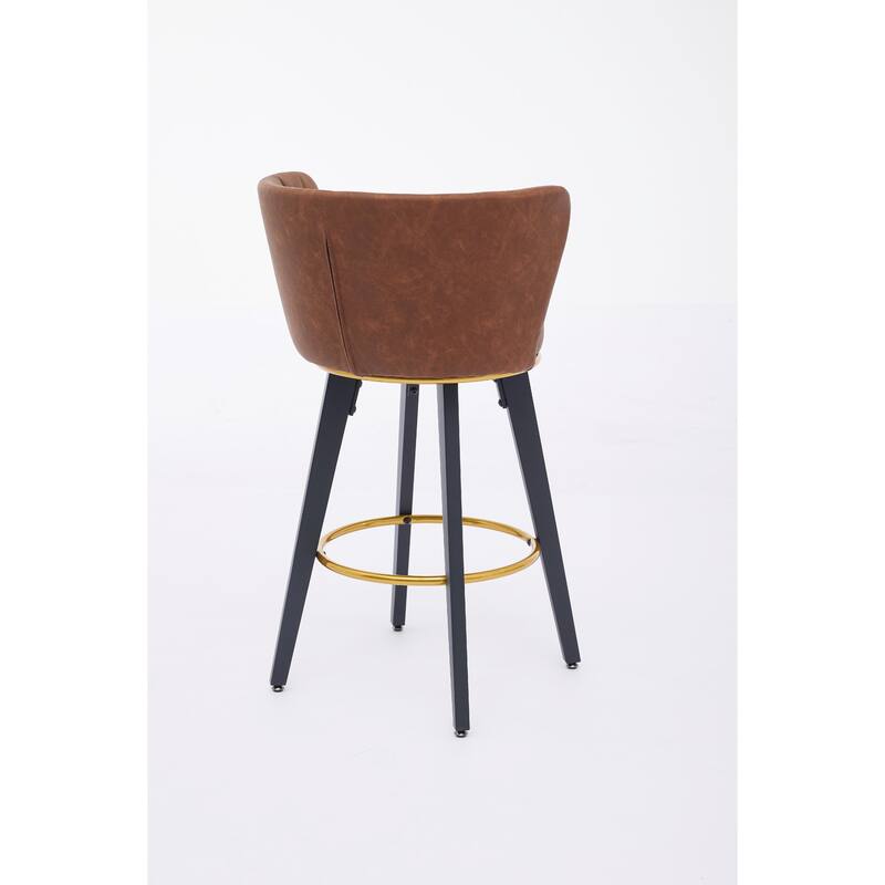 Counter Height Bar Stools Set of 2, 360° Swivel Upholstered Barstools with Backs and Metal Legs