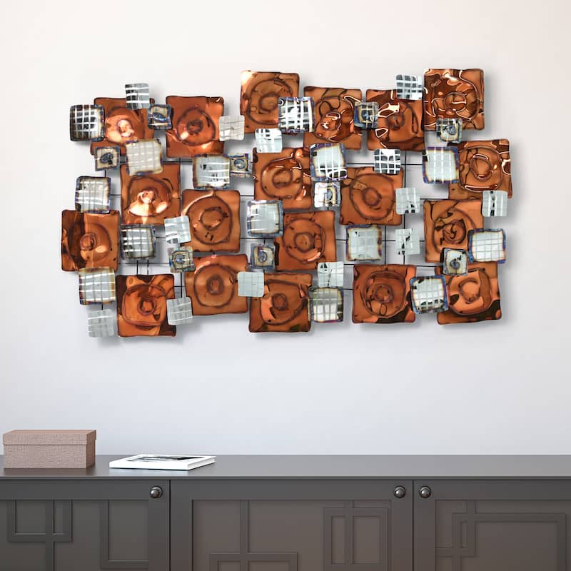 Colorful Hand Painted Etched Metal Wall Sculpture