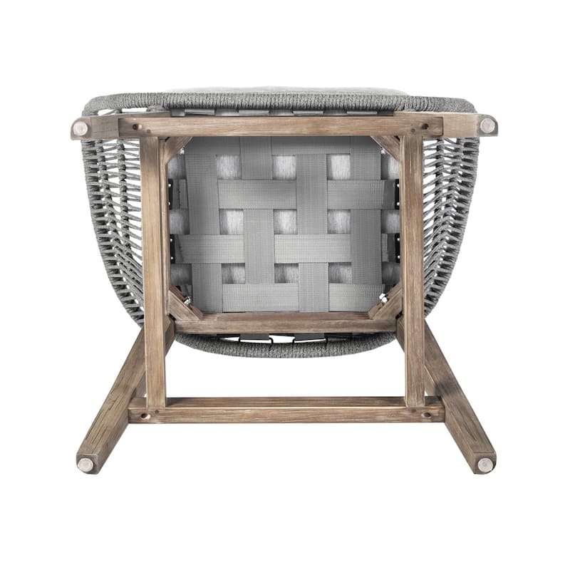 Tutti Frutti Solid Eucalyptus Wood and Rope Outdoor Patio Counter or Bar Height Barstool