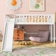 preview thumbnail 13 of 21, Full Size Low Loft Bed with Side Ladder and Removable Slide,Spacious Space Under Bed - Loft Full Size Bed Wood Bed Frame for Kid White - Full