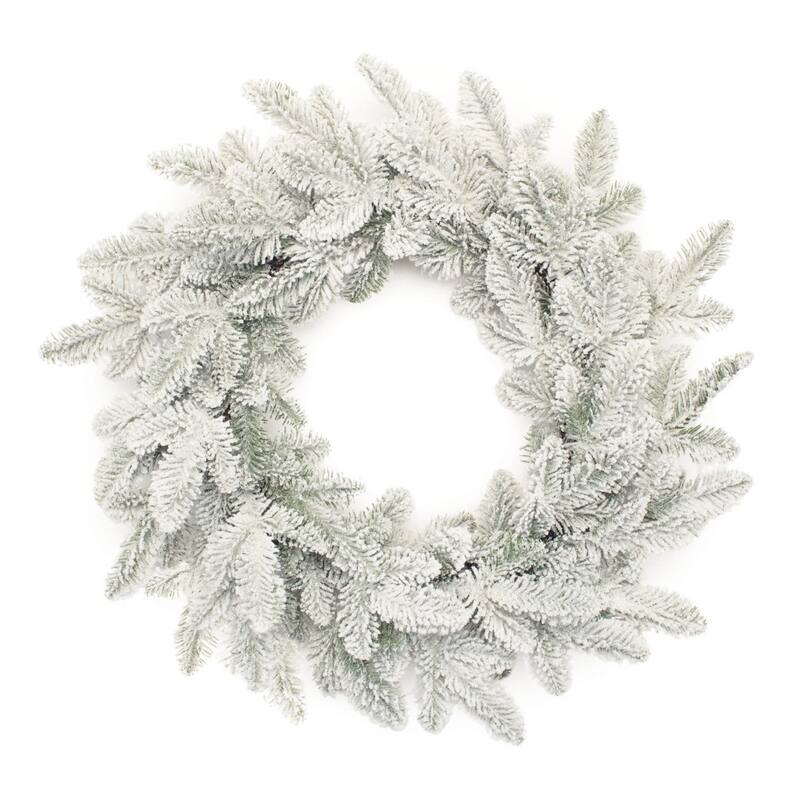 HomeRoots 25" White Flocked Pine Christmas Artificial Wreath
