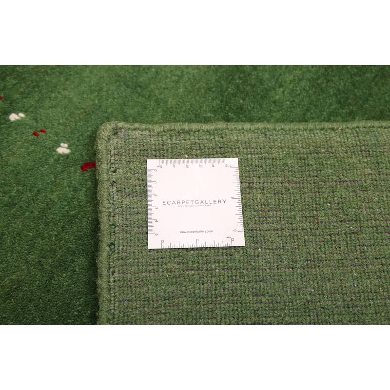 ECARPETGALLERY Hand Loomed Kashkuli Gabbeh Green Wool Rug - 4'11 x 7'10