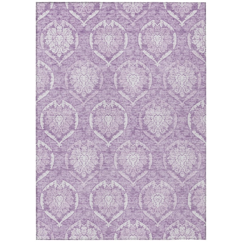 Machine Washable Indoor/ Outdoor Chantille Traditional Damask Rug