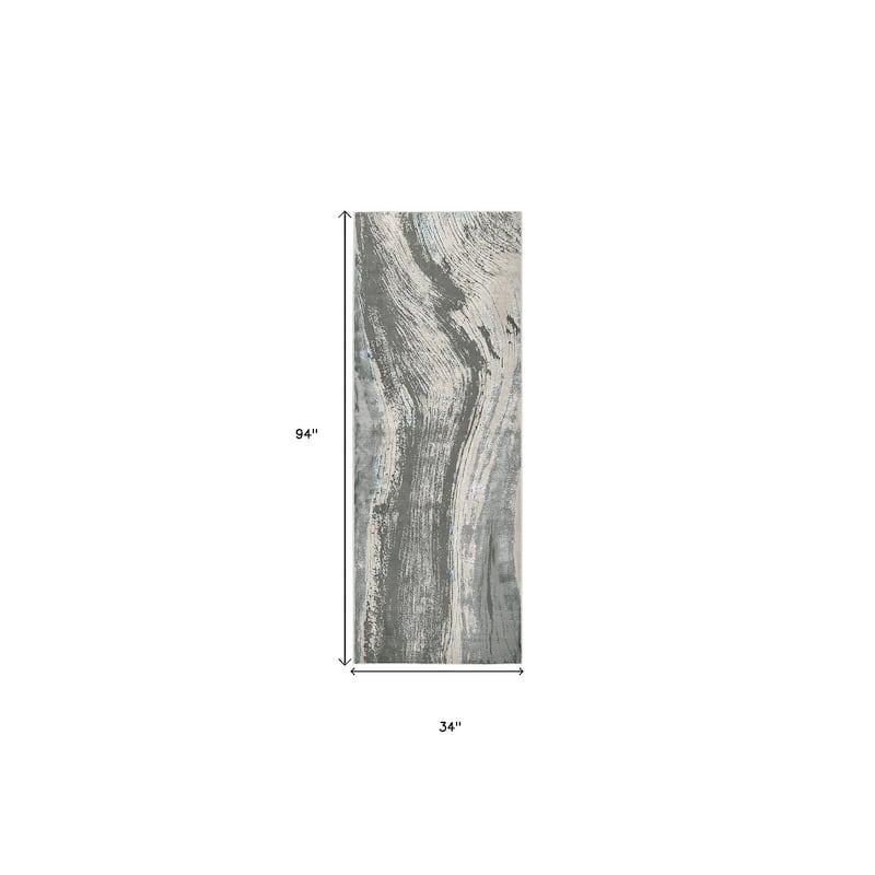 Zaxe Power Loomed Abstract Modern Stain Resistant Area Rug By HomeRoots - 94' X '34' X '0.39