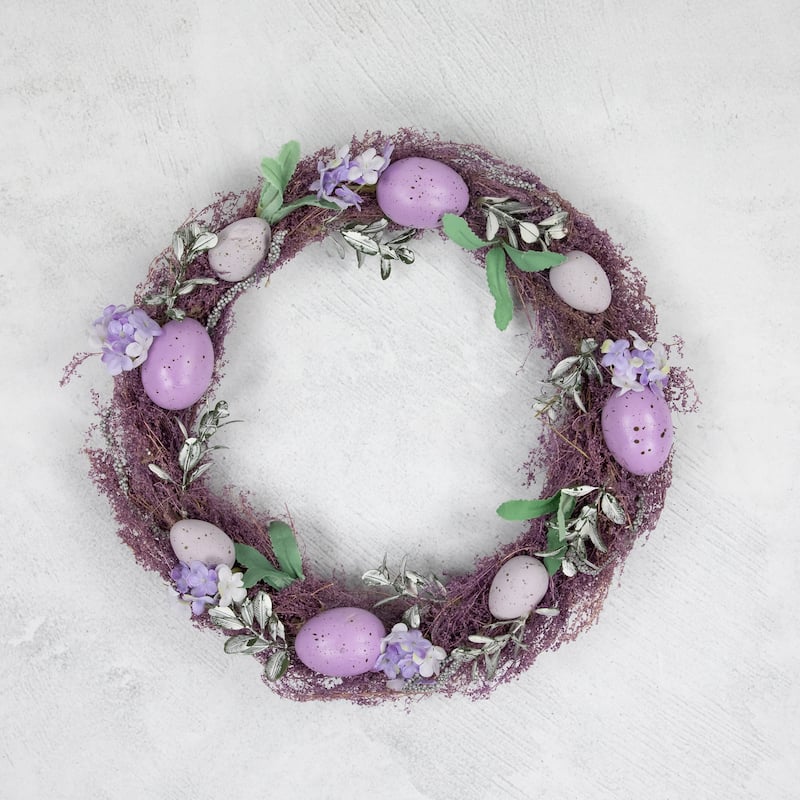 Speckled Egg Floral Easter Twig Wreath - 12" - Lavender