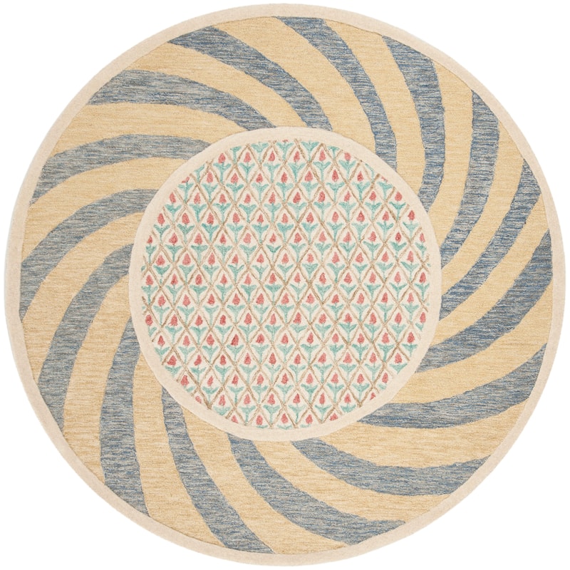 SAFAVIEH Handmade Novelty Linie Swirl Wool Rug
