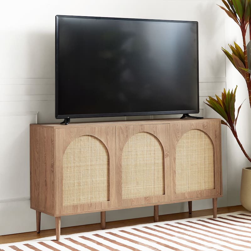 Ulysses Farmhouse Storage Rattan Sideboard with Adjustable Shelves by HULALA HOME