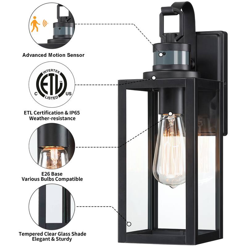 4Pack-1 Light Outdoor Wall Light Dusk to Dawn - 5"x6.65"x15.04"