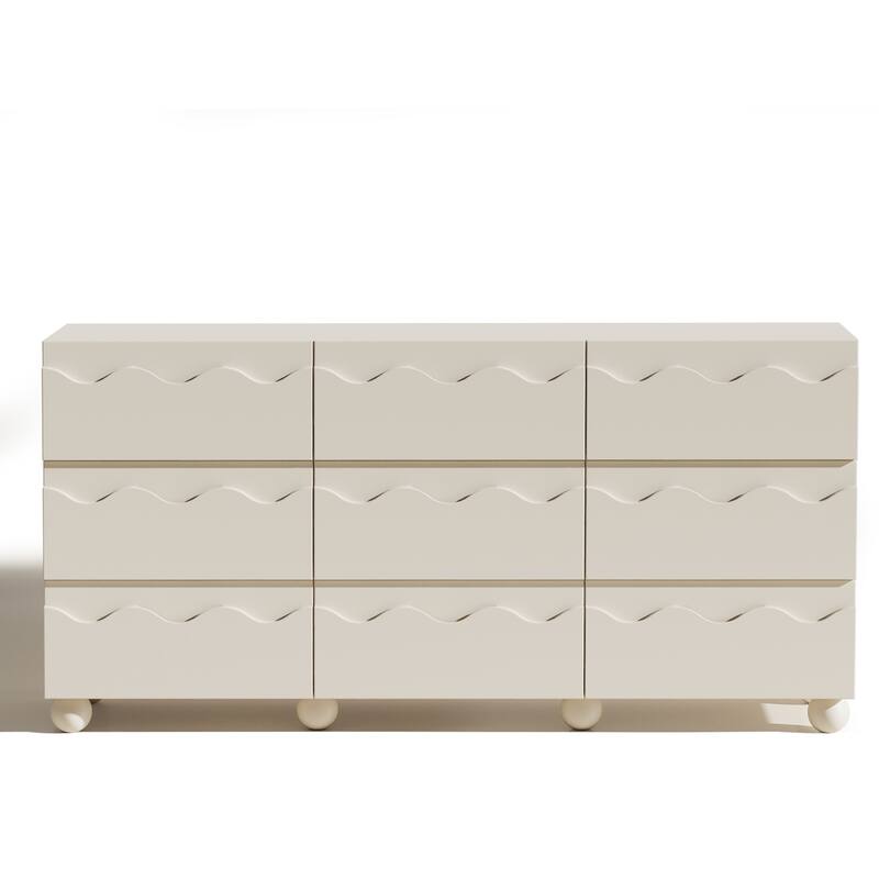 Wave Front 9 Drawer Dresser Handle-Free Modern Storage Cabinet