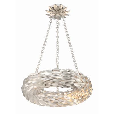 Broche 6 Light Antique Silver Chandelier - 18"W x 3.75"H x 18"D