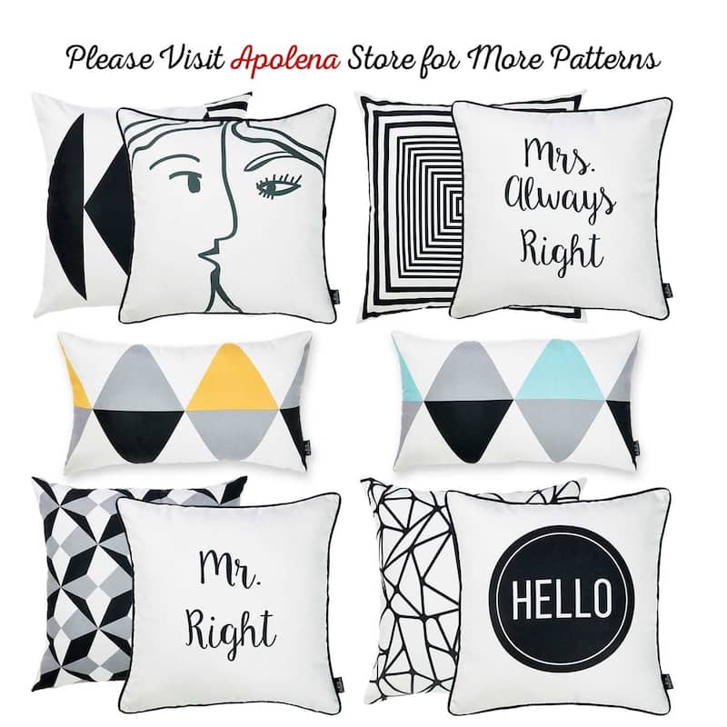 Yellow Scandi Printed Lumbar Pillow Cover 12''x20'' (2 pcs in set)