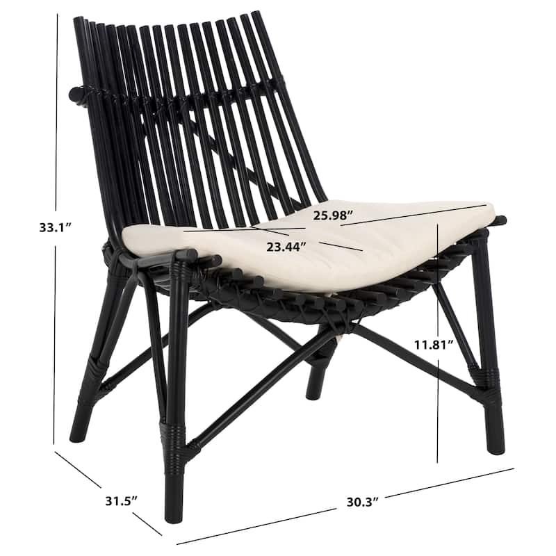 SAFAVIEH Eisley Boho Coastal Solid Wood Accent Chair with Cushion - 30"W x 31"D x 33"H
