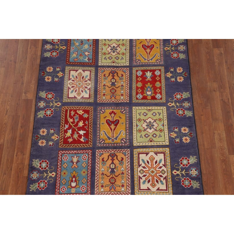 Garden Design Traditional Kazak Rug Hand-Knotted Wool Carpet - 4'1" x 6'4"
