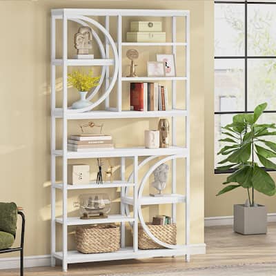 77" Tall Industrial Bookcase, Open Bookshelf Display Shelves