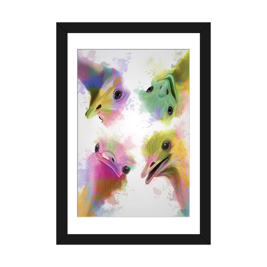 iCanvas "Rainbow Splash Four Ostriches" by Fab Funky