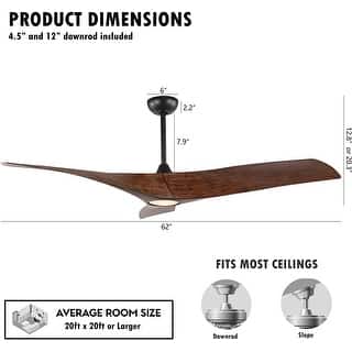 WINGBO 52" Ceiling Fan with Lights and Remote Noiseless Reversible DC Motor