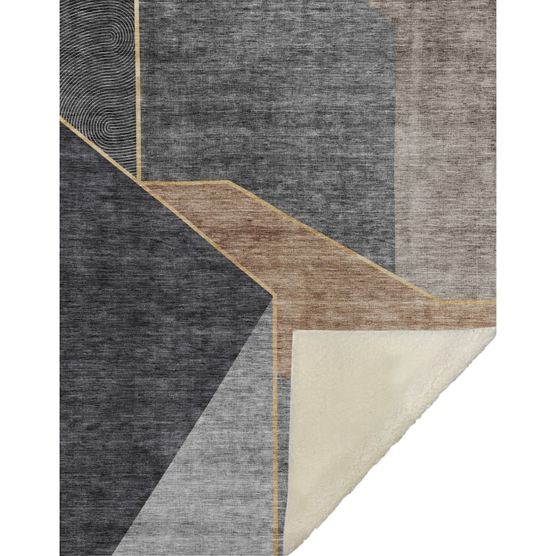 Premium Machine Washable Modern Glam Sherpa Throw Blanket