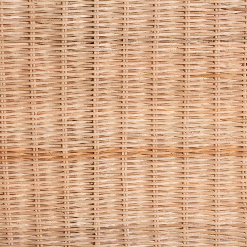 Eloisa Natural Rattan End Table - Handwoven Wicker 2-Tier Side Table with Scalloped Border for Living Room or Bedroom