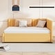 preview thumbnail 27 of 98, L-Shaped Backrest Daybed Upholstered Daybed Frame Classic Wood Slats Design with 2 Storage Drawers or Trundle, Full Size
