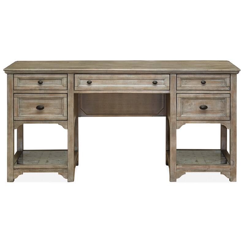 Magnussen Home Tinley Park Dove Tail Grey Desk With Hutch