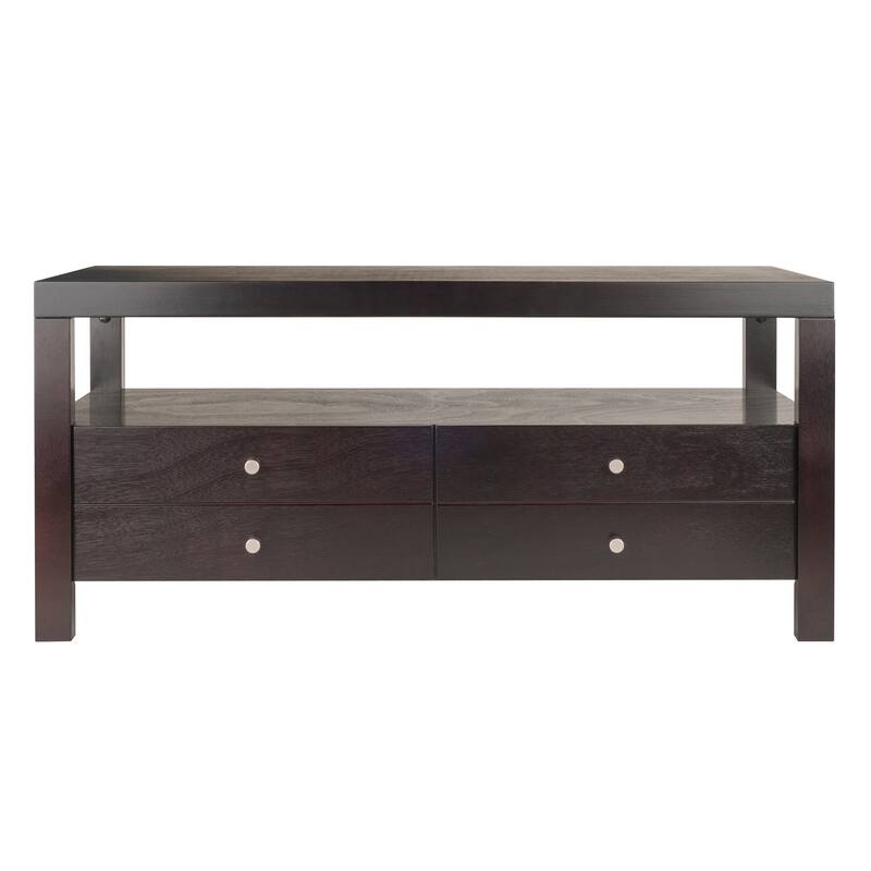 18.25" brown rectangle coffee table with two drawer
