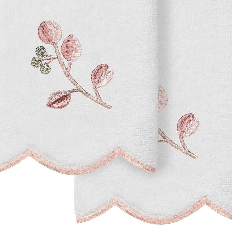 Authentic Hotel and Spa 100% Turkish Cotton WILD BRANCH Scallop Embellished Towel Collection
