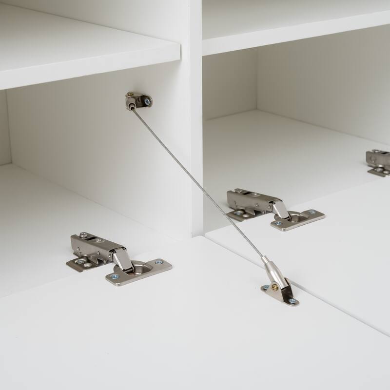 Country-Style Coat Rack Multi-Functional with 3 Cabinets and 3 Storage Coat Racks, Warm White