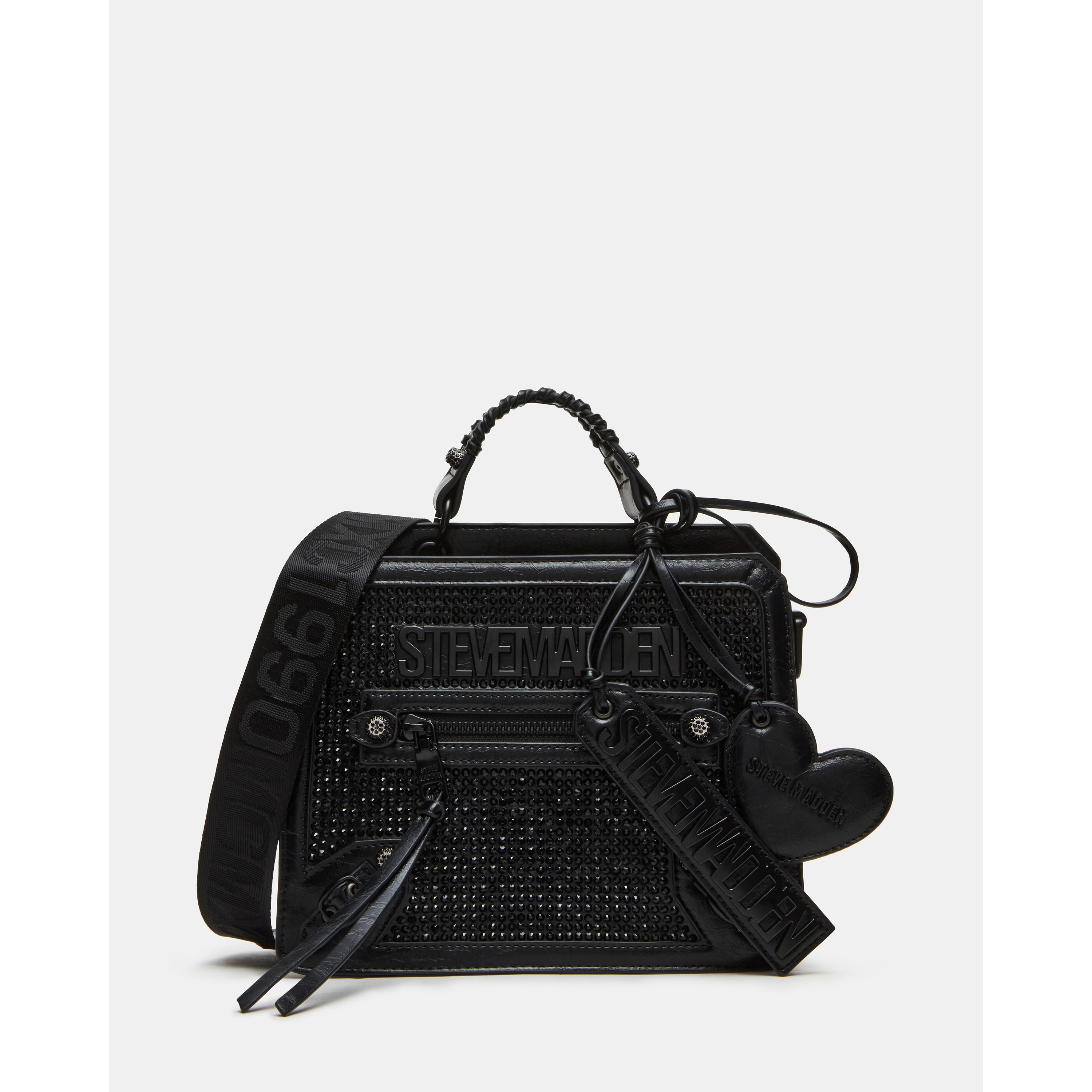 Steve Madden Rhinestone Satchel with Charms - Overstock Steve Madden Rhinestone Satchel with Charms - Overstock