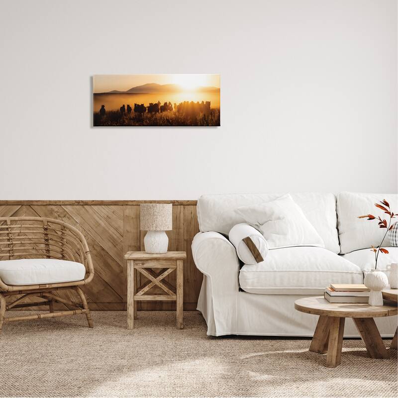Stupell Sunset Cowboy & Horses Canvas Wall Art Design by PBurchettePhoto