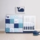 preview thumbnail 1 of 2, The Peanutshell Nautical Whale Navy/Aqua 3 Piece Baby Crib Bedding Set