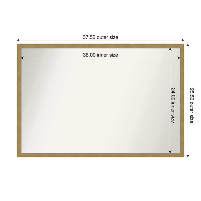 Incline Non-Beveled Wood Framed Wall Mirror - 38 x 26 in - Incline Dark Gold