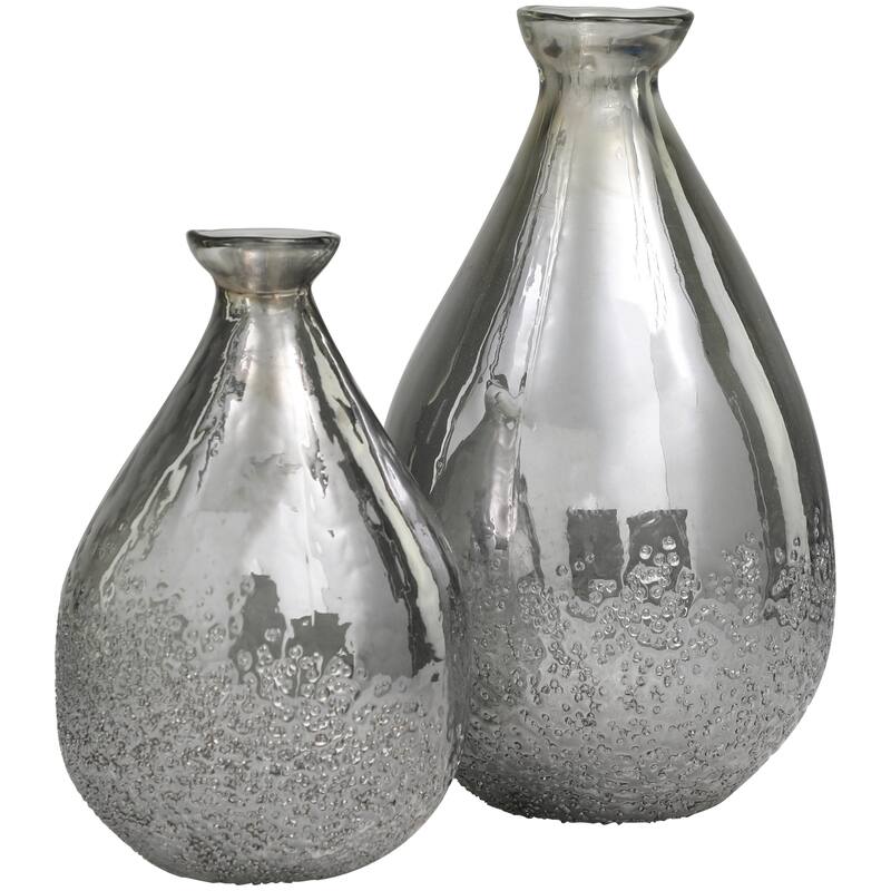 Glass Blown Teardrop Decorative Vase - Set of 2 Gold, Green, Gray - Roche River Decor