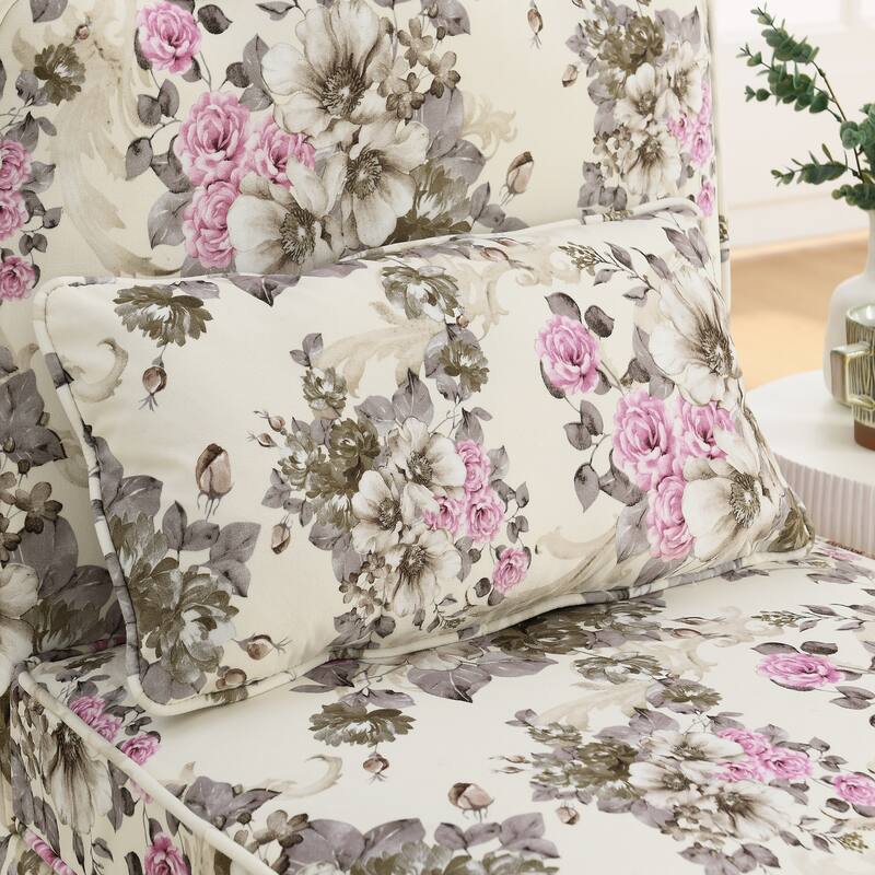 Upholstered Single Sofa Lounge Chair with Floral Pattern,Soft seat cushion and backrest,Armless Accent Chair