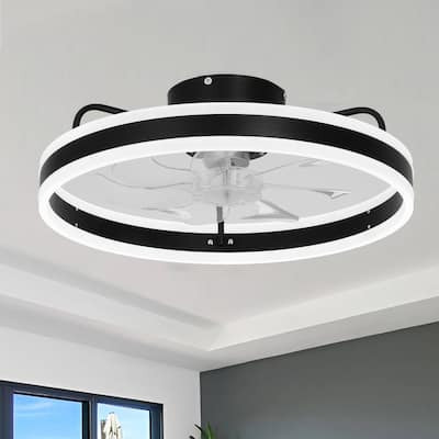 Modern Flush Mount Ceiling Fan with APP Control, 6-Speed Low Profile Ceiling Fan with Dimmable Light and Remote