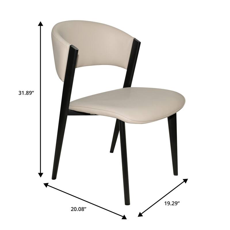 Modern Leather Dining Chair - Upholstered Accent Chair with Metal Legs, Curved Open Back & No Assembly - For Kitchen or Office