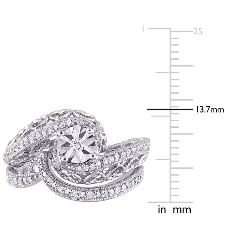 Miadora Sterling Silver 1/5ct TDW Diamond Bridal Ring Set