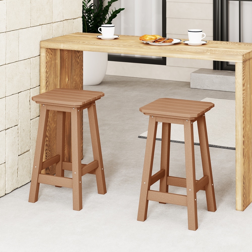 Laguna Hdpe All Weather Outdoor Patio 24" Square Counter Stool (Set Of 2)