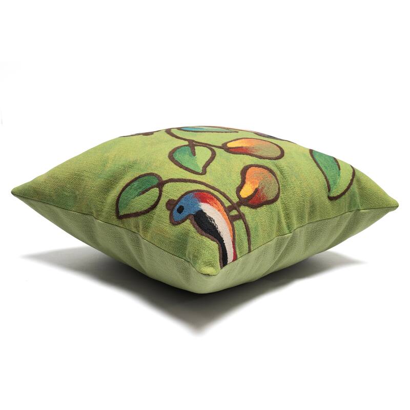 Liora Manne Visions III Song Birds Indoor/Outdoor Pillow Green 20" Square