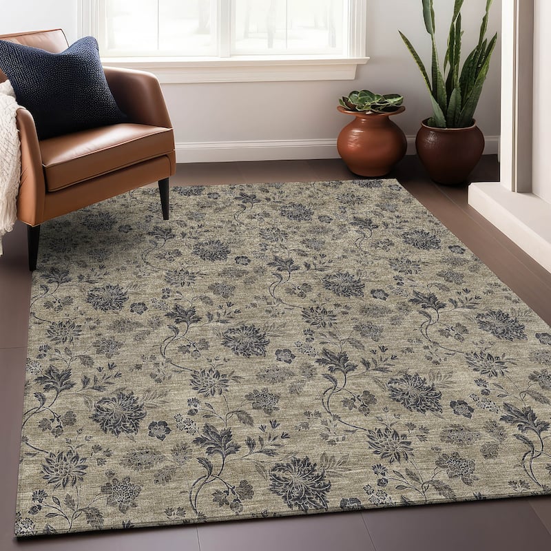 Premium Washable Super Soft Floral Borderless Mayfield Rug