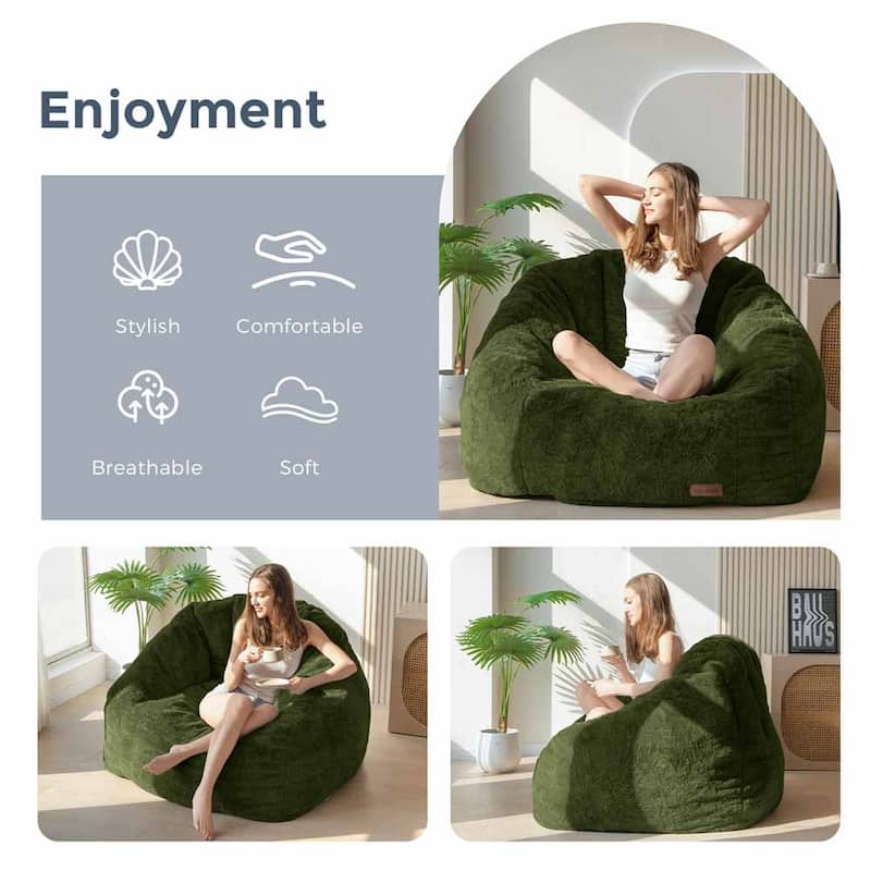 Giant Bean Bag Chair,Shell-Shaped Oversized Bean Bag Chair with Fille