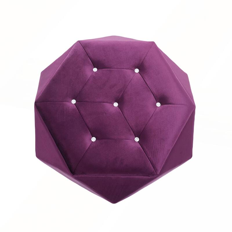 Elegant Velvet Polygon Diamond Tufted Storage Ottoman for Living Room and Bedroom
