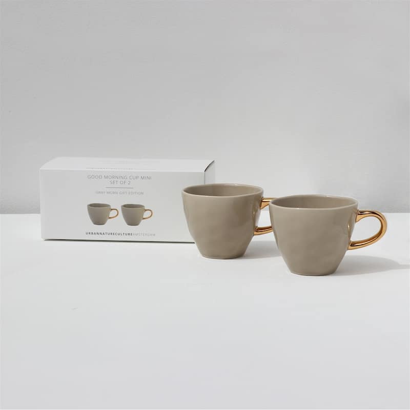Good Morning Coffee Cup S/2 In Gift Pack Gray Morn