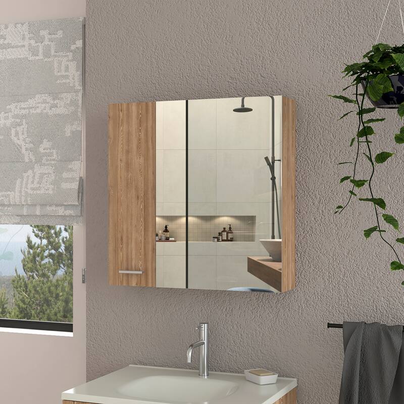 4-Shelf Bathroom Medicine Cabinet with Mirror