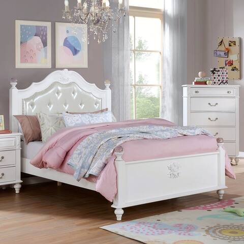 Furniture of America Marais Glam White Tufted Panel Bed