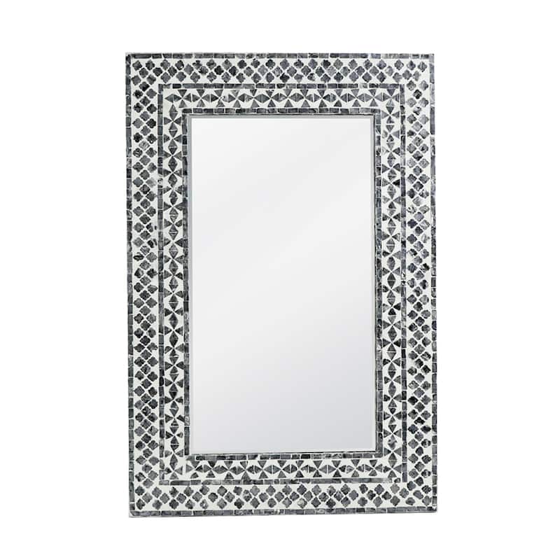 Mosaic Beveled Rectangular Wall Mirror - 35.75" - Gray and White