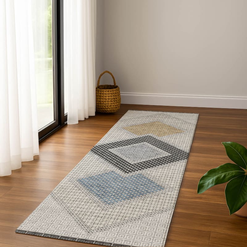Premium Washable Super Soft Modern Global Mayfield Rug - Gray - 2'3" x 7'6"