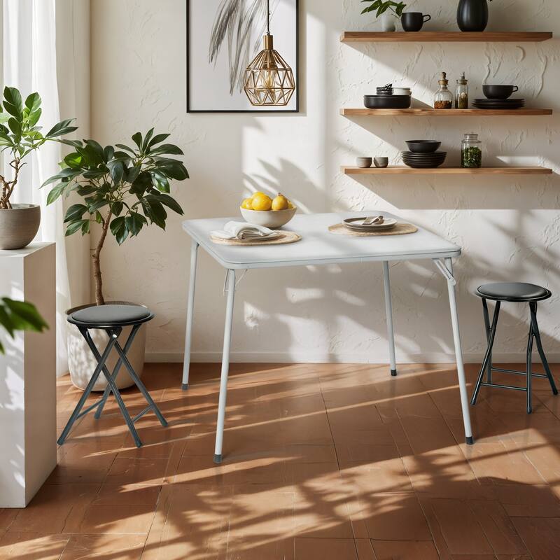 Homy Casa Modern Paded Square Dining Table with Easy-Clean PVC Top