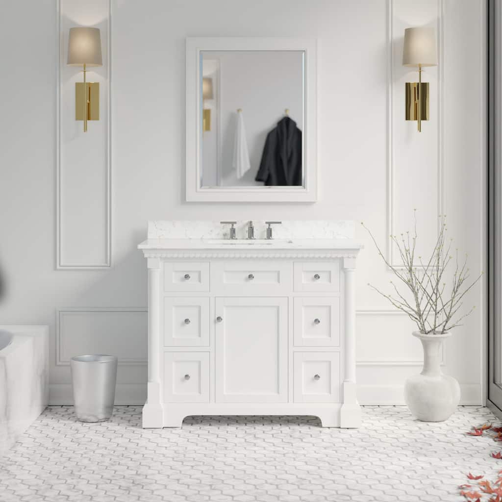 KitchenBathCollection Sydney 42" Bathroom Vanity with Engineered Marble Top