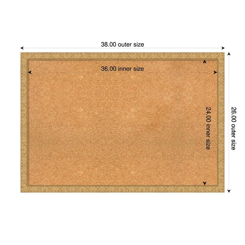 Lila Gold Wood Framed Cork Board - Bulletin Board, Organization Board, Pin Board - Natural - 38 x 26 in