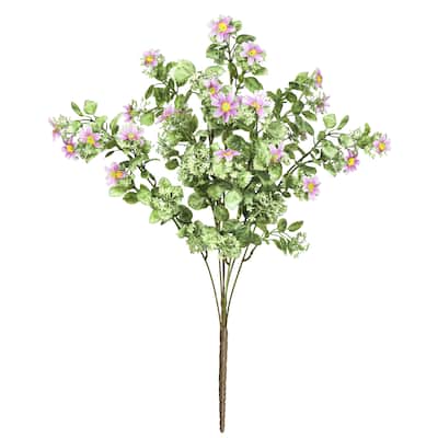 Set of 2 Lavender Artificial Wild Daisy Greenery Flower Stem Bush Bouquet 20in - 20" L x 11" W x 11" DP